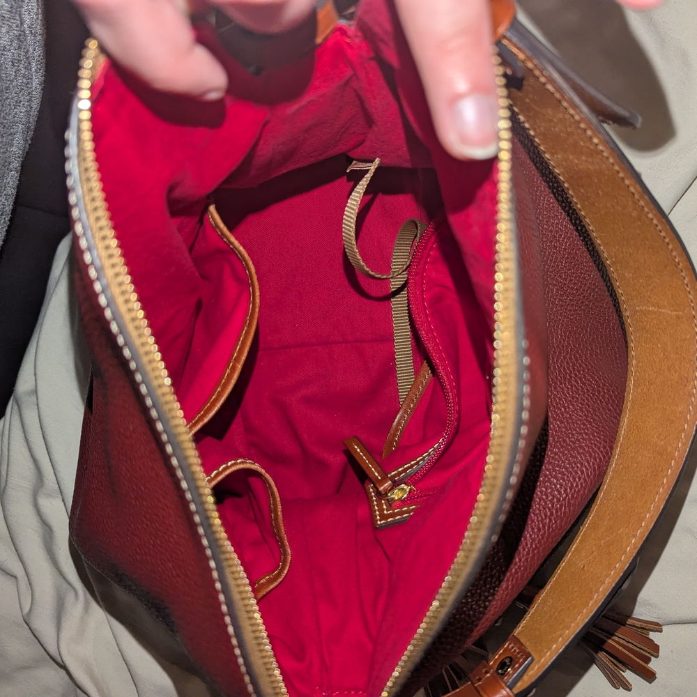 Dooney & Bourke Red Leather Hobo Bag - Picture 3 of 4
